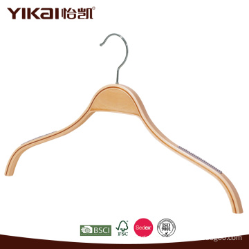 Wholesale skirt laminated wooden hanger with rubber teeth